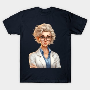 Cartoon Style Portrait - Woman Doctor/Scientist/Lab Worker T-Shirt